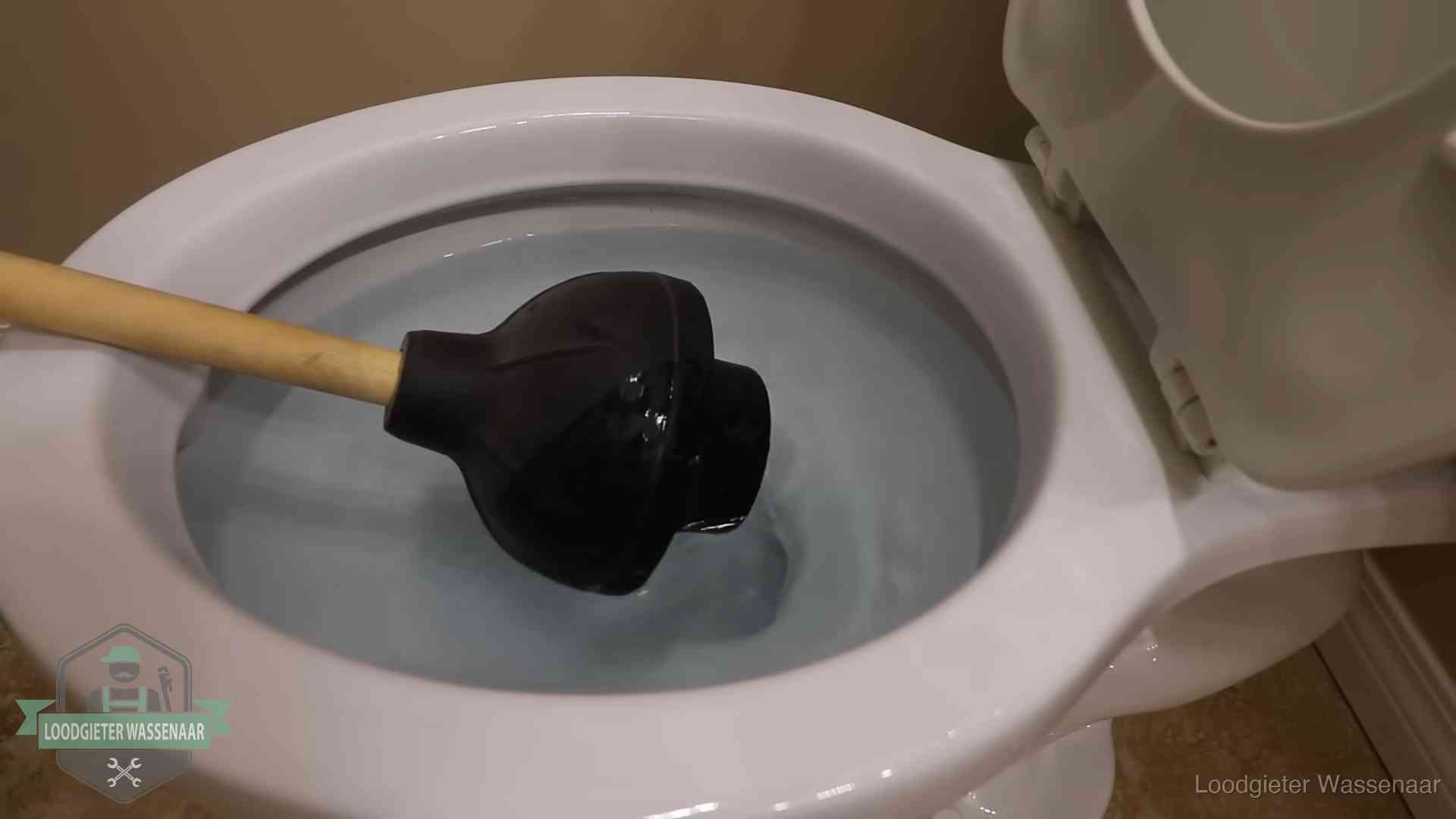 Plopper in een wc-pot die vol water staat in Wassenaar